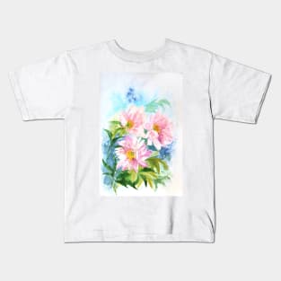 Peonies in Blush Watercolor Painting Kids T-Shirt